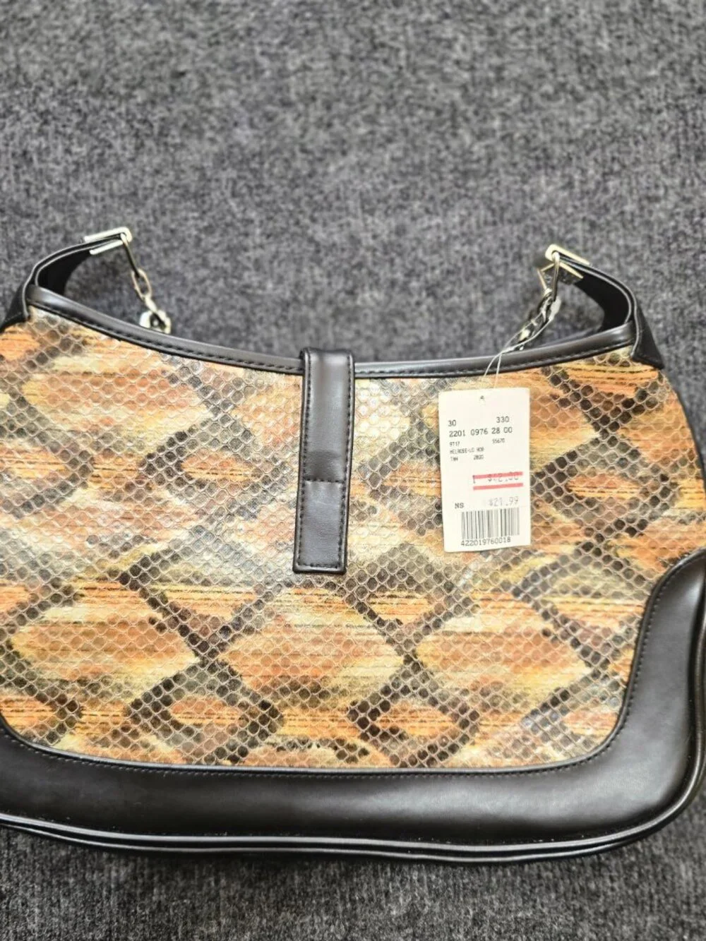 XOXO Vintage Snakeskin Chain Strap Shoulder Bag NWT Jackie‑Style Brown Black Pur